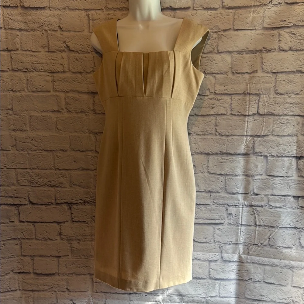 Calvin Klein Tan Sheath Dress Square Neck Sleeveless Size 6 - Picture 1 of 11